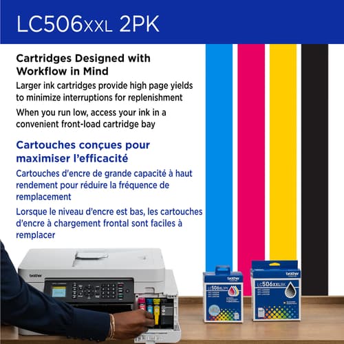 Brother LC506XXL2PKS Ensemble de 2 cartouches d’encre noire authentique à très haut rendement