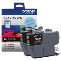 Brother LC401XL2PKS Ensemble de 2 cartouches d encre noire à haut rendement d origine