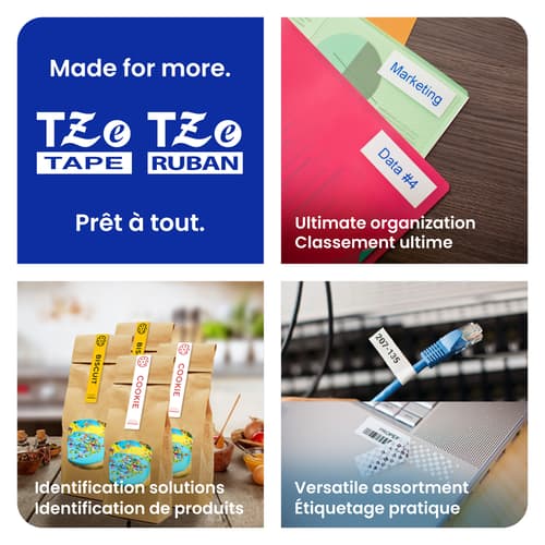 Brother TZe-211G Ruban laminé blanc avec texte noir authentique pour étiqueteuse P-touch, 6 mm (L) x 8 m (l)