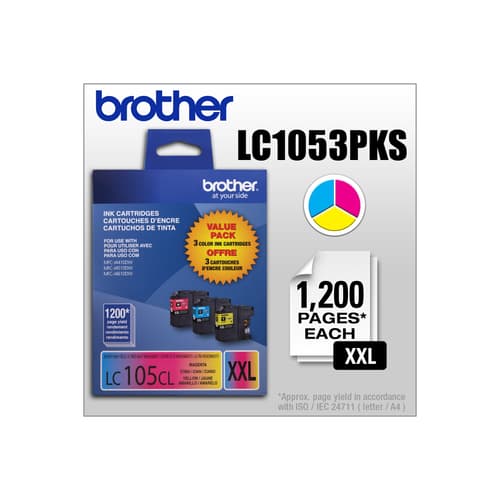 Brother LC1053PKS Emballage de trois cartouches d encre couleur Innobella  (1 de chaque couleur : cyan, magenta et jaune) à très haut rendement (série XXL)