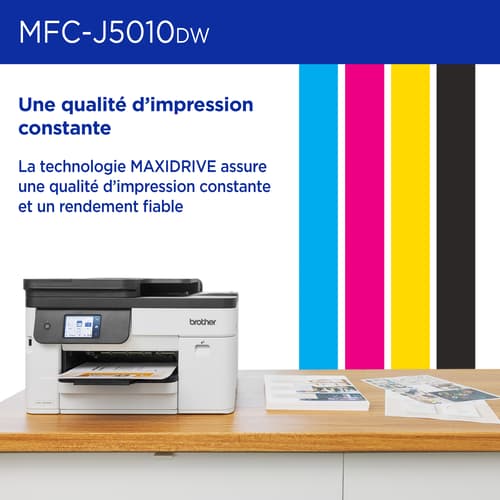 Brother MFC-J5010DW Imprimante tout-en-un à jet d’encre couleur sans fil INKvestment avec impression et numérisation recto verso et écran tactile couleur de 2,7 po