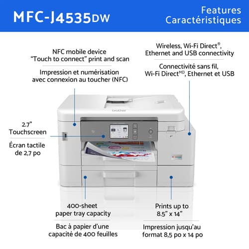 Brother INKvestment Tank MFC-J4535DW Imprimante à jet d’encre couleur sans fil tout-en-un