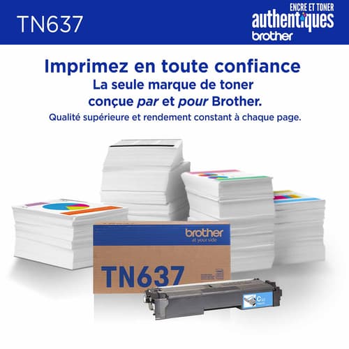 Brother authentique TN637C Cartouche de toner cyan à ultra haut rendement