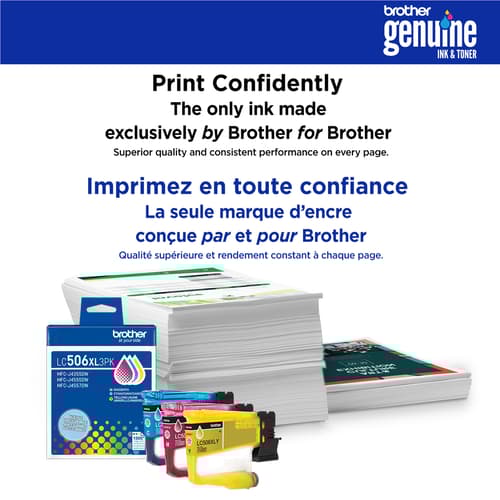 Brother LC506XL3PKS Cartouches d’encre cyan, magenta, jaune authentiques à haut rendement