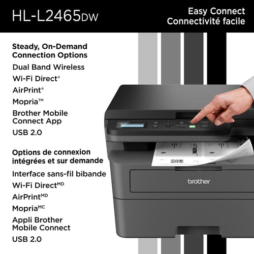 Brother HL-L2465DW Imprimante multifonction laser monochrome sans fil compacte compatible avec l’Abonnement Refresh