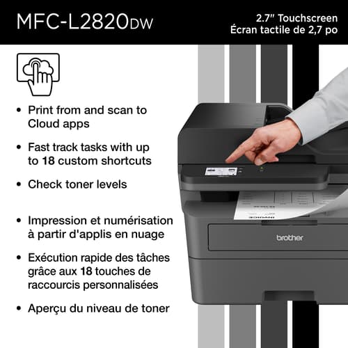Brother MFC-L2820DW Imprimante tout-en-un laser monochrome professionnelle compatible avec l’Abonnement Refresh, avec impression, copie et numérisation mobiles et cartouche de 700 pages