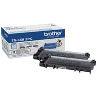 Brother TN660 Ensemble de 2 cartouches de toner noir authentiques à haut rendement