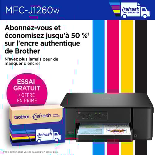 Brother MFC-J1260W Imprimante tout-en-un à jet d’encre couleur sans Work Smart