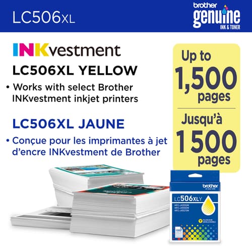 Brother LC506YS Cartouche d’encre jaune authentique à haut rendement