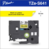 Ruban jaune avec texte noir authentique Brother TZES641 très résistant de 18 mm pour étiqueteuses P-touch