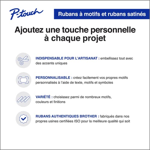 Brother TZERN34  Ruban décoratif satiné bleu marine avec texte doré authentique pour étiqueteuses P-touch, 12 mm de largeur x 4 m de longueur