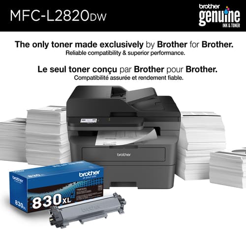 Brother MFC-L2820DW Imprimante tout-en-un laser monochrome professionnelle compatible avec l’Abonnement Refresh, avec impression, copie et numérisation mobiles et cartouche de 700 pages