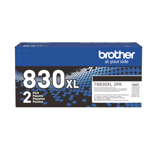 Brother authentique TN830XL2PK Ensemble de 2 cartouches de toner noir à haut rendement (environ 6 000 pages au total)