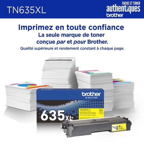 Brother authentique TN635XLY Cartouche de toner jaune à haut rendement