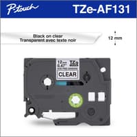 Brother TZeAF131 Ruban sans acide transparent avec texte noir pour étiqueteuses P-touch, 12 mm