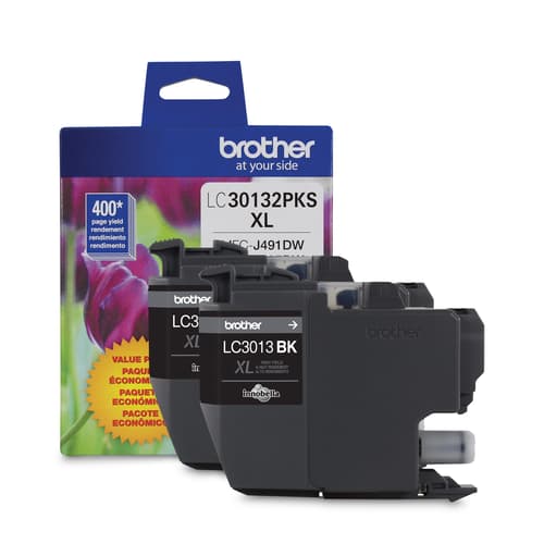 Brother LC30132PKS Ensemble de 2 cartouches d'encre noire à haut rendement authentiques