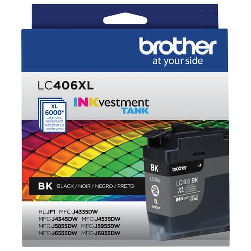 Brother LC406XLBKS Cartouche d'encre authentique noire à haut rendement INKvestment Tank