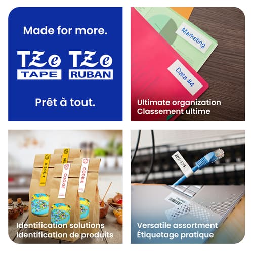 Brother TZe-AF131G Ruban sans acide transparent avec texte noir authentique pour étiqueteuse P-touch, 12 mm (L) x 8 m (l)