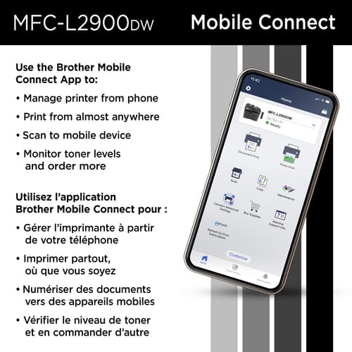 Brother MFC-L2900DW Imprimante tout-en-un laser monochrome sans fil compacte compatible avec l’Abonnement Refresh