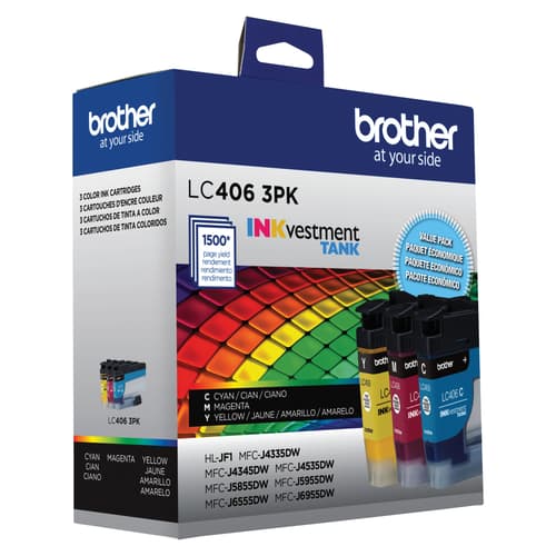 Brother LC4063PKS Ensemble de 3 cartouches d’encre authentiques couleur à rendement standard INKvestment Tank