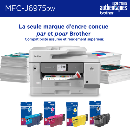 Brother MFC-J6975DW Imprimante tout-en-un à jet d’encre couleur professionnelle économique avec fonctions d’impression, de numérisation, de copie et de télécopie au format 11 po x 17 po et fonctions de sécurité avancées