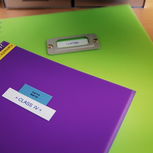 Brother MK233 Ruban non laminé blanc avec texte bleu authentique pour étiqueteuses P-touch, 12 mm de largeur x 8 m de longueur