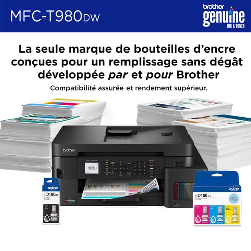 Brother MFC-T980DW Imprimante tout-en-un à jet d’encre couleur sans fil et Ethernet INKvestment Tank avec bac multi-usage