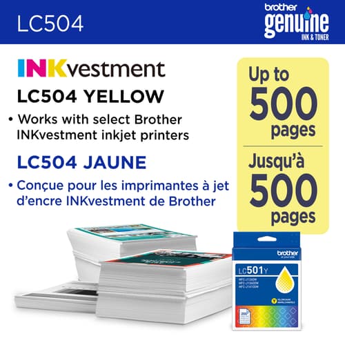 Brother LC504YS Cartouche d’encre jaune authentique à rendement standard