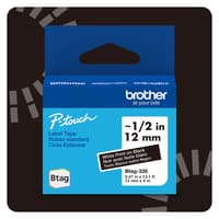 Brother BTAG335 Ruban non laminé noir avec texte blanc authentique pour étiqueteuse P-touch, 12 mm (L) x 4 m (l)