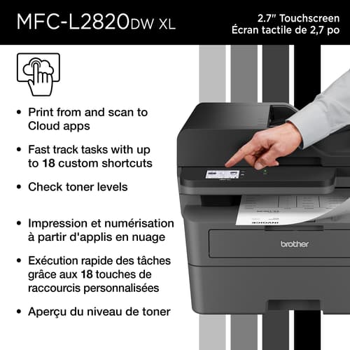 Brother MFC-L2820DWXL Imprimante multifonction laser monochrome professionnelle compatible avec Refresh, avec impression, copie et numérisation mobiles et cartouche de 4 200 pages