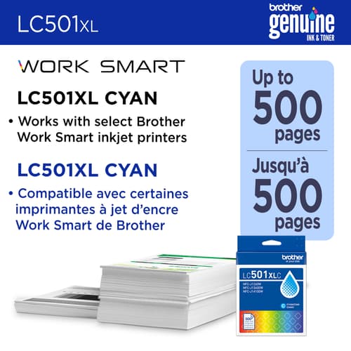 Brother LC501XLCS Cartouche d’encre cyan authentique à haut rendement