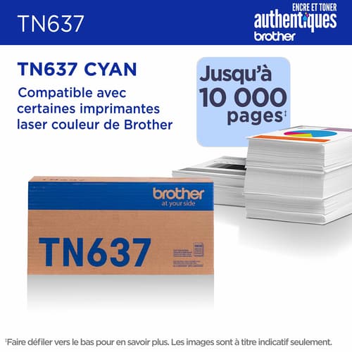 Brother authentique TN637C Cartouche de toner cyan à ultra haut rendement