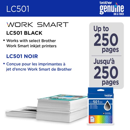 Brother LC501BKS Cartouche d’encre noire authentique à rendement standard
