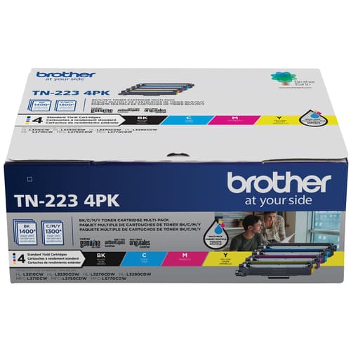 Brother TN223 Ensemble de 4 cartouches de toner authentiques à rendement standard