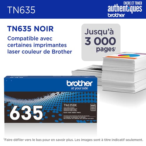 Brother authentique TN635BKCartouche de toner noir à rendement standard