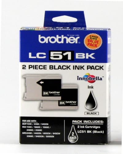 Brother LC512PKS Ensemble de deux cartouches d'encre noire Innobella à rendement standard