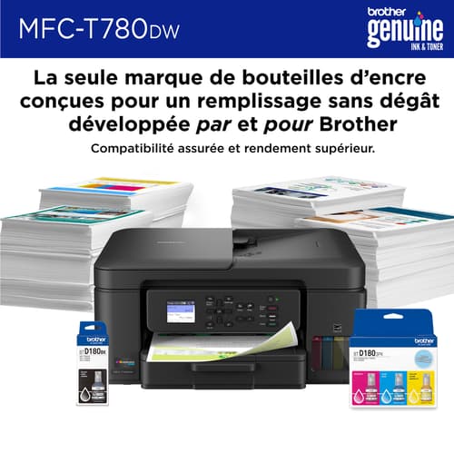 Brother MFC-T780DW Imprimante tout-en-un à jet d’encre couleur sans fil INKvestment Tank avec impression recto vers et 3 ans d’encre