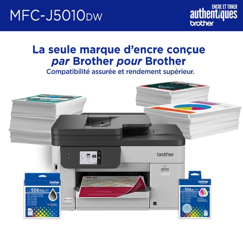 Brother MFC-J5010DW Imprimante tout-en-un à jet d’encre couleur sans fil INKvestment avec impression et numérisation recto verso et écran tactile couleur de 2,7 po