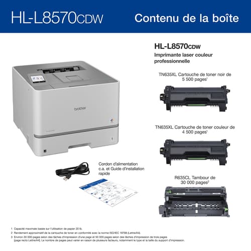 Brother HL-L8570CDW Imprimante laser couleur professionnelle avec fonctions de sécurité avancées et faible coût total de possession