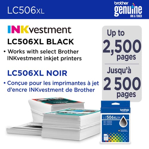 Brother LC506XLBKS Cartouche d’encre noire authentique à haut rendement