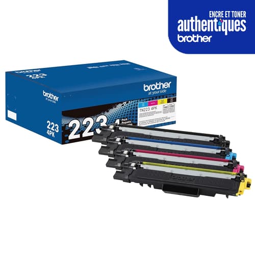 Brother TN223 Ensemble de 4 cartouches de toner authentiques à rendement standard