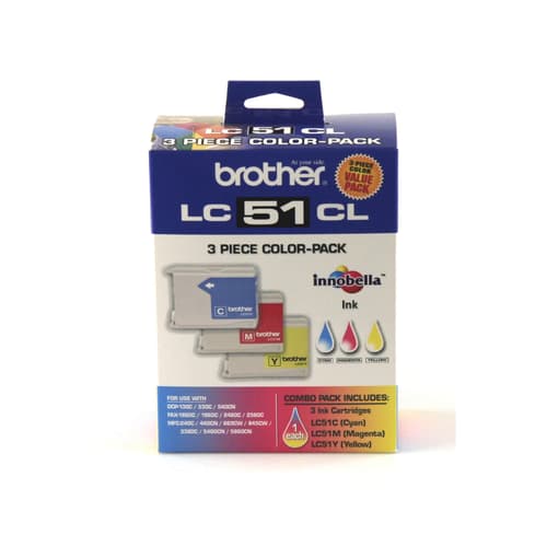 Brother LC513PKS Ensemble de trois cartouches d'encre couleur Innobella  (1 de chaque couleur : cyan, magenta et jaune) à rendement standard