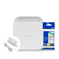 Brother R3ADTZE231BUND Ensemble d étiqueteuse PTP300BTAD P-touch CUBE remise à neuf facile à utiliser et ruban TZe blanc avec texte noir laminé TZE231