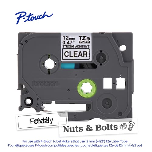 Brother TZe-S131 Ruban laminé avec adhésif extrarésistant transparent avec texte noir pour étiqueteuses P-touch, 12 mm (L) x 8 m (l)