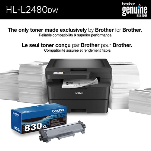 Brother HL-L2480DW Imprimante multifonction laser monochrome compacte compatible avec Refresh, avec impression, copie et numérisation mobiles et cartouche de 700 pages