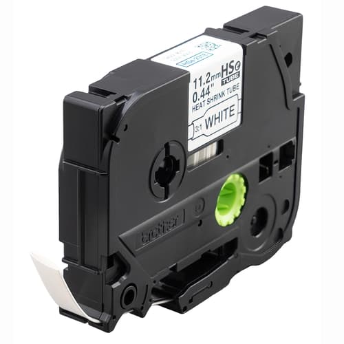 Brother HSe-231E Ruban pour tubes thermorétractables authentique blanc avec texte noir de 11,2 mm (0,44 po) [ratio de rétraction de 3:1]