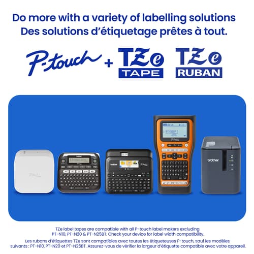 Brother TZe-FX231 Ruban d’identification flexible laminé blanc avec texte noir pour étiqueteuses P-touch, 12 mm x 8 m