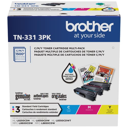 Brother TN331 Ensemble de 3 cartouches de toner couleur authentiques à rendement standard