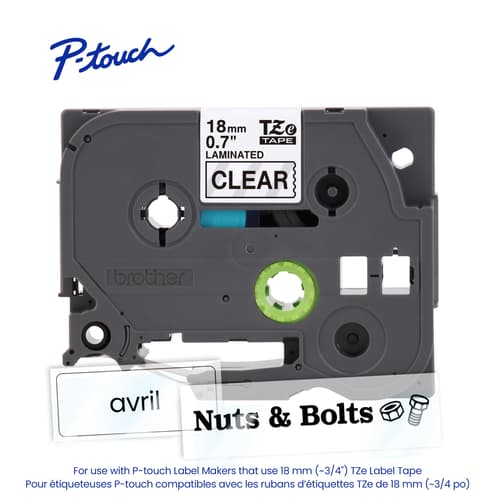 Brother TZe-141 Ruban laminé transparent avec texte noir authentique pour étiqueteuse P-touch, 18 mm (L) x 8 m (l)