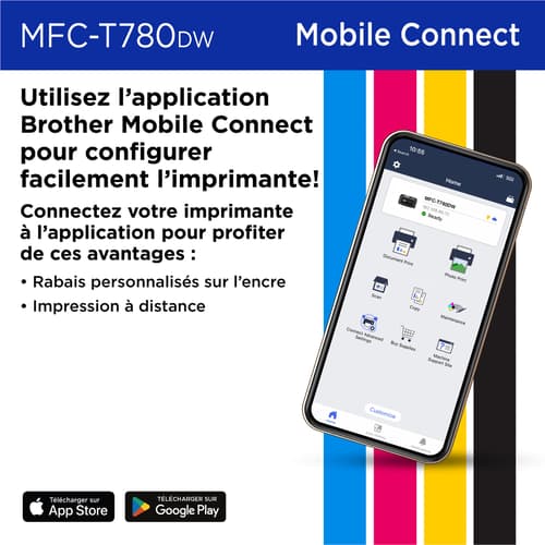 Brother MFC-T780DW Imprimante tout-en-un à jet d’encre couleur sans fil INKvestment Tank avec impression recto vers et 3 ans d’encre